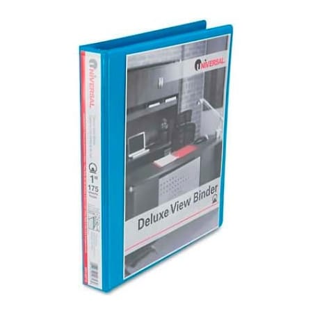 Universal Universal Deluxe Round Ring Vinyl View Binder, 1" Capacity, Light Blue UNV20713***